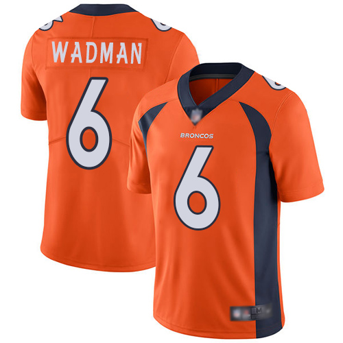 Men Denver Broncos #6 Colby Wadman Orange Team Color Vapor Untouchable Limited Player Football NFL Jersey